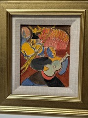 Jo Cain Painting Antique 1930’s Cubist Cubism Modernism Abstract Small MUSICIAN