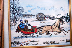 Hand Colored RARE Currier & Ives ARTINI ENGRAVING ‚THE ROAD WINTER‘ Framed 17.5″