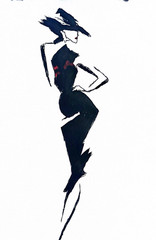 Ink and Attitude Original Ink Acrylic 11×14 Fashion Figure Wall Art Signed Gift