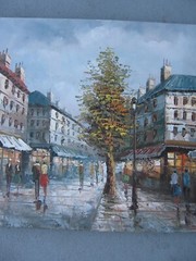Henry Rogers Oil Painting Paris France Cityscape Framed 43.5″ x 31.5″ Signed