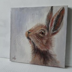 Original Oil Animal Painting Hare Portrait Wildlife Art Soft Ukrainian Artist