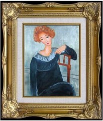 Framed Hand Painted Oil Painting, Modigliani Woman with Red Hair Repro 8x10in
