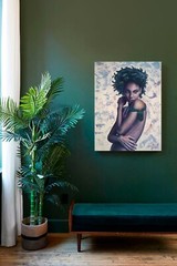 Acrylic painting Portrait dark-skinned woman ORIGINAL HANDMADE Decor wall art