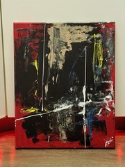 Original Beautiful Abstract Modern Art Piece Red Canvas