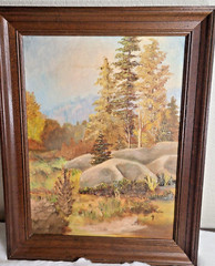 Original Signed Framed Oil Painting by Doris Huston Autumn View on the Trail