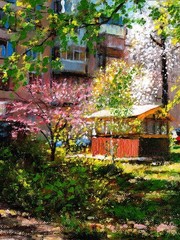 Original Oil Painting Arseni – SPRING FLOWERING 12″x8″ Impressionist Garden Art