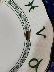 Herend Hand Painted Zodiac/Home Deco Plate Green Fishnet Designed 1999 Rabbit