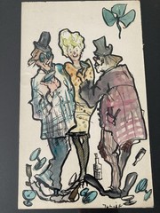 Set Of 3 Julian Ritter Clowns Framed Alike Listed California Artist