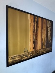 LARGE VINTAGE MODERN ABSTRACT SURREALIST OIL PAINTING CARLO OF HOLLYWOOD 1960s