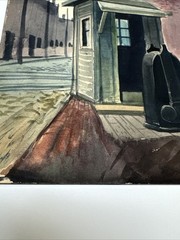 Antique Wpa Painting Cityscape American Street Car Urban Regionalism Industrial