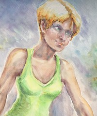 Watercolor Painting Female Portrait Original 11×15 Blond Woman Figurative Art