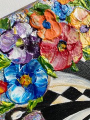 ORIGINAL ACRYLIC impasto Painting BUTTERFLY CHECKED 10″x 8″ by Olga Diduh.