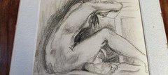 Hilda Rubin Listed Artist Signed Charcoal Drawing Nude Woman 1962 MCM #12