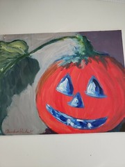 Halloween art acrylic original painting on canvas panel fun expressive modern