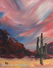 Desert Cactus Sunset Original Acrylic Painting 11×14 Signed Canvas Art