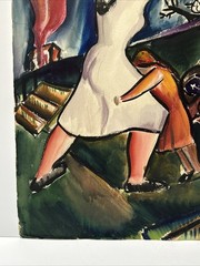 Antique New York Painting Wpa American Regionalism Expressionism Modernist WW2