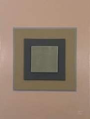 Minimalist Mixed Media Art – Acrylic Leather Geometric Square Abstract Painting