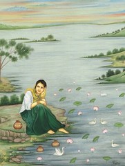 Indian Miniature Painting A Woman Gouache Pigments On Paper 10.5×13.5 Inches