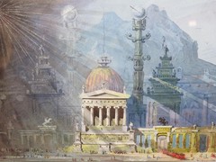 John Martin Capriccio 1840 Architectural Landscape Watercolour Topographical