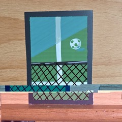 ACEO Hello Pachi Artist Original Painting -soccer, Sports, Green, Ball