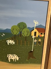 Incredible Folk Art Farm Ubiraci Pinto Oil Painting 1969 MCM Framed Brazilian