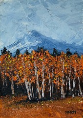 Oil Painting Aspen Tree Grove Mountain Landscape Original By Sandy Heavy Texture