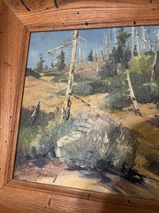 1962 Bennett Bradbury Exceedingly Rare Canvas Mountain Painting. “Noon” Oregon