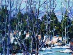 Impressionist Woodstock December landscape John W Bentley 1880-1951, listed NY