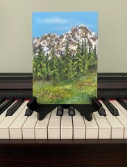Mountains Oil Painting Original Mount Rainier National Park Small Wall Art 5″x7″