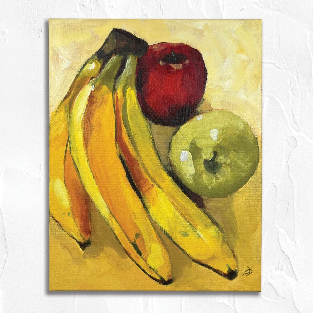 Original Still Life Fruit Painting 11×14 Bold Brush Strokes Acrylic on Canvas