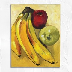Original Still Life Fruit Painting 11×14 Bold Brush Strokes Acrylic on Canvas