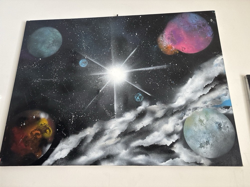 Contemporary Outer Space Planets & Stars Galaxy Painting, Unframed Wall Art