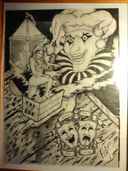 Abstract Sketch by Ruben, Oiginal Artwork on Paper, Jester Clown Ink, Pen..