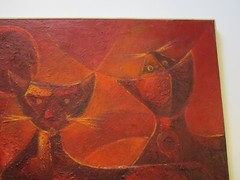 MARIO CANO PAINTING VINTAGE CAT KITTEN RETRO CUBIST CUBISM ABSTRACT MODERNISM