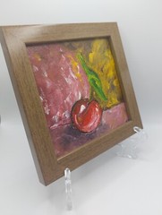 Original Oil Painting Cherry Miniature Cheap Gifts Signed Framed Size 4×4 inches