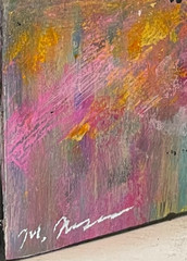 Original Abstract Landscape Mini Art Block Colorful Fields Mary Myers