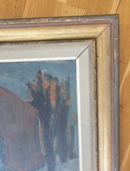 ORIGINAL SCANDINAVIAN OIL PAINTING SWEDISH MODERNIST WINTER LANDCAPE SIGNED
