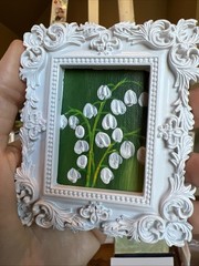 Lily Of The Valley,flowers,original miniature Painting,small,mini,framed