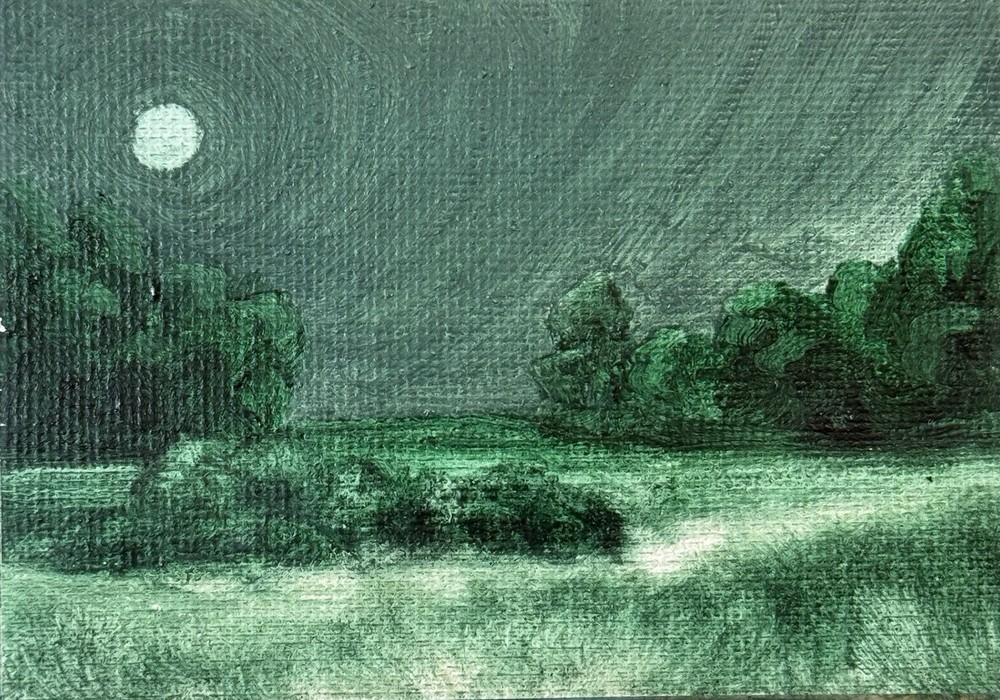 ACEO Original Oil Painting Landscape ATC Art Card Nature Abstract by Emmer Plaxe