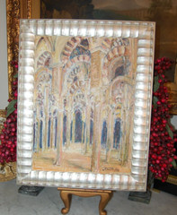 FRAMED ORIGINAL OIL ARCHES CORDOBA MOSQUE, SPAIN VIEW III ARTIST: HECTO VIDAL