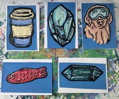 ACEO Art Card Blue Is Cool Is Things 2 Of 5 By Britney B Crystal