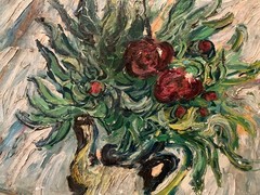 Painting 1950 Oil On Canvas Expressionist Flower Bouquet Lagrue Art