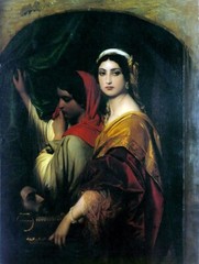 Oil painting Paul-Delaroche-Herodias young lady woman with head of strong man