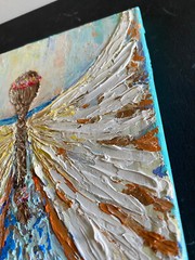 ORIGINAL Painting „ANGEL “ HEAVY impasto ACRYLIC 10″x 8″ by Olga Diduh.