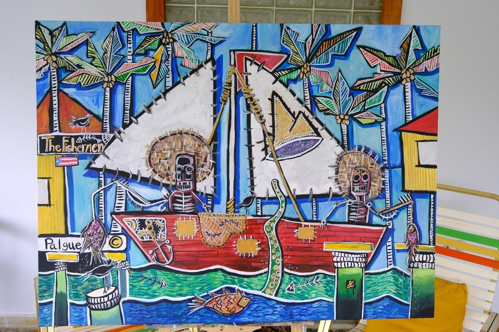 The Fishermen; Puerto Rico painting by One Kaas