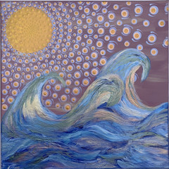 Mandala Flower Ocean 0n Canvas 12” x 12” Painting – Original Art