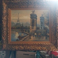 Possible Caroline C Burnett 1877-1950 Original Oil Painting Eiffel Paris Clump