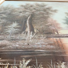 Canvas Oil Painting Outdoor Nature River Trees 24″x28″ Decor Art Wood Framed