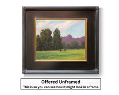 Jeff Love Art 8X10″ Original Oil Painting Cows Field Meadow Mountains Landscape