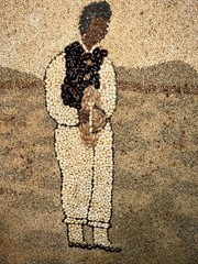 Folk Art Vintage Primitive Seed Painting Husband And Wife Farmers Unusual